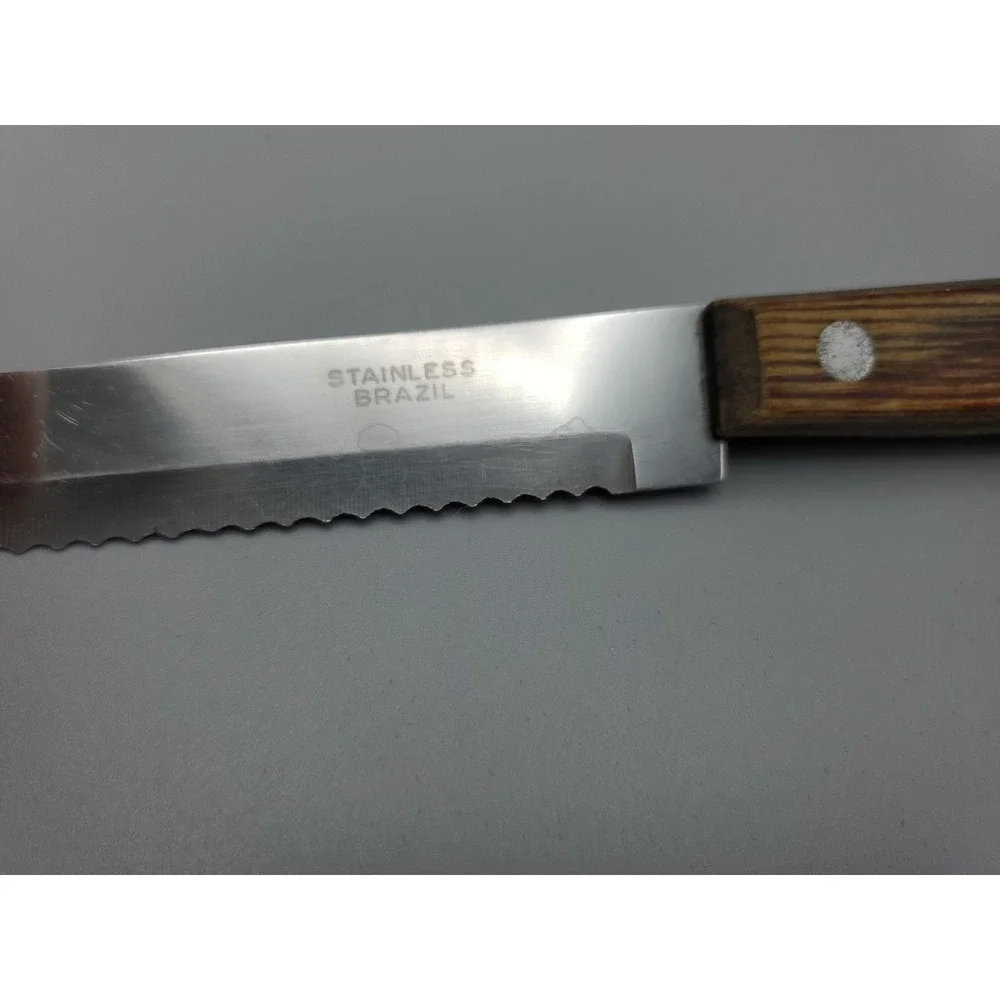 4 Mid-Century Kitchen Knives with Wood Handles Steak Cheese Grapefruit Multi-Use